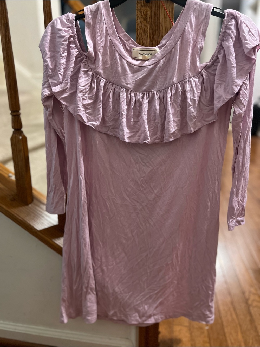 Cold-Shoulder Ruffle Dress in Light Mauve